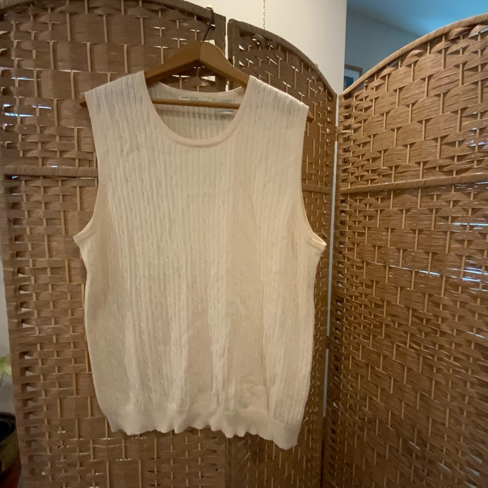 NWT 90s vintage 100% cotton cream knit sweater vest